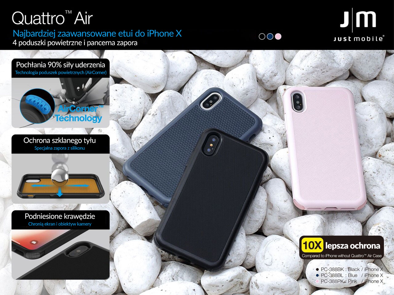 JustMobile Quattro Air etui do iPhone X